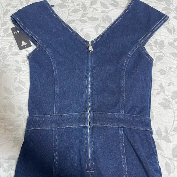 GUESS Navy Sleeveless Denim Jumpsuit - Picture 8 of 10